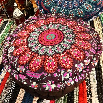 Peacock Print Large Bohemian Floor Meditation Cushion, 7 of 8