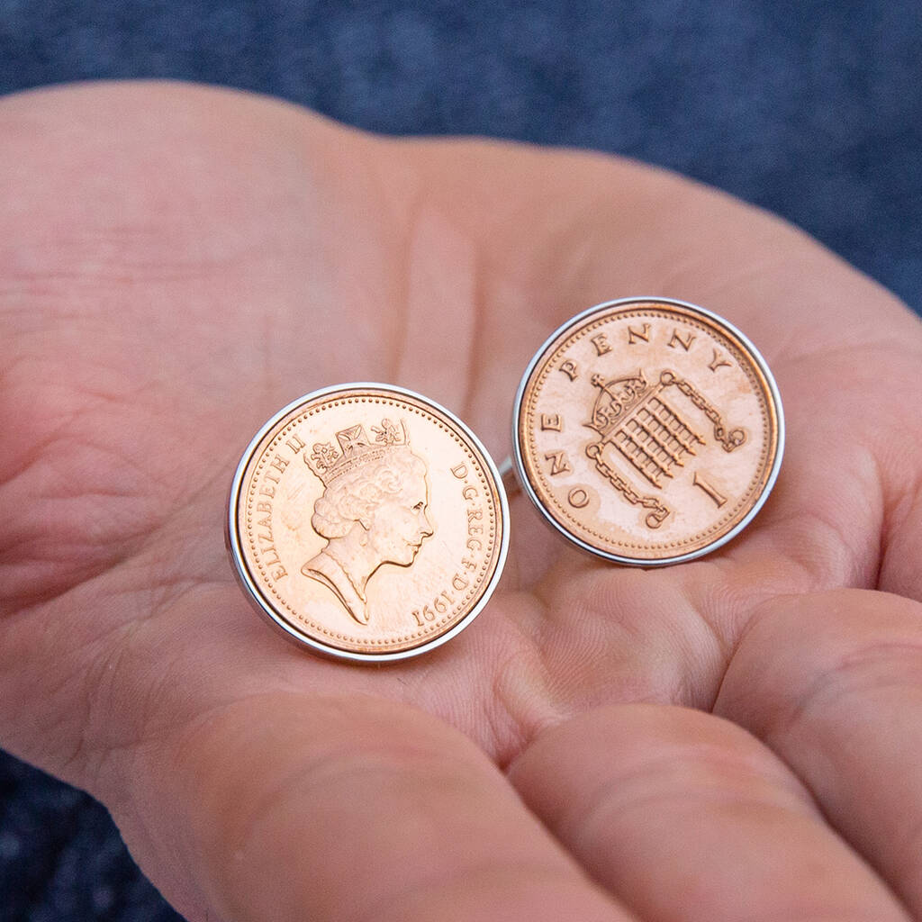 Image of 30th Birthday 1990 Penny Coin Cufflinks