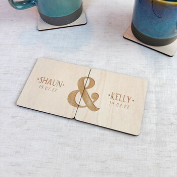 Personalised '&' Couples Coaster Set, 2 of 5