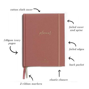 Undated Weekly Planner Pink Cloth, 3 of 9