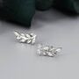 Sterling Silver Sparkly Leaf Cz Stud Earrings, thumbnail 1 of 12
