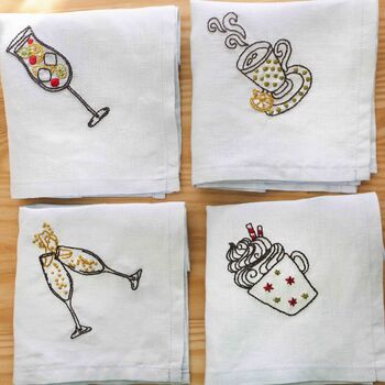 Drinks Napkin Embroidery Stitch Craft Kit Gift Set, 2 of 8