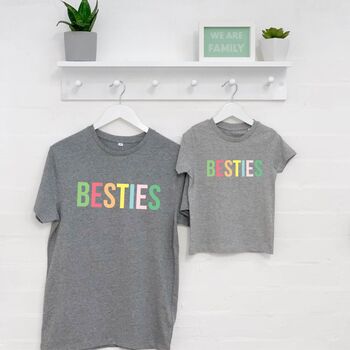 Mother And Child Pastels Besties Grey T Shirt Set, 2 of 3