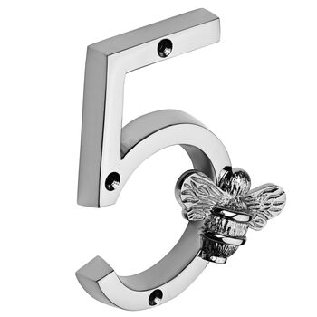 Solid Brass Bee Numbers In Nickel Finish Four Inch, 5 of 9