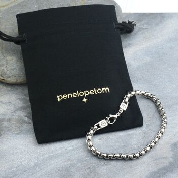 Men's Stainless Steel Box Chain Bracelet, 6 of 6