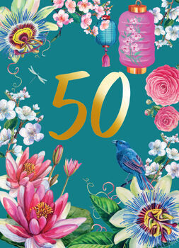 50th Birthday Floral Decorative Card, 2 of 3