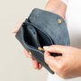 Navy Blue Leather Popper Purse, thumbnail 2 of 5