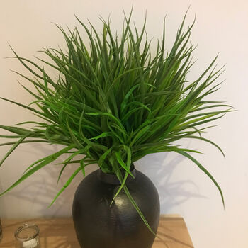 Faux Vanilla Grass In Charcoal Metal Bowl | Faux Foliage Arrangement, 2 of 2