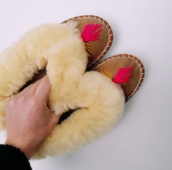 Lucky Dip Sheepskin Moccasins Slippers, 11 of 11