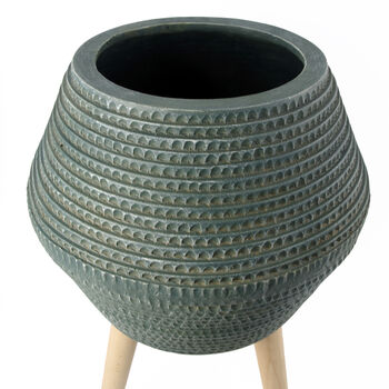 Large Composite Blue Grey Planter With Stand, 4 of 8