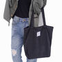 Black Corduroy Tote Shoulder Bag, Lightweight School Bag, thumbnail 9 of 11