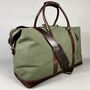Olive Green Canvas Weekend Holdall With Leather Trim, thumbnail 6 of 8