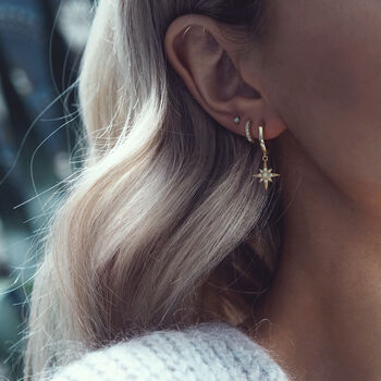 Dara. Gold Tiny Opal Stud Earrings, 3 of 4