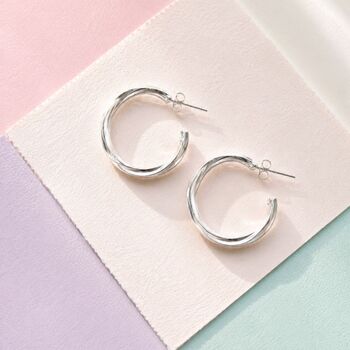 Wire Interwoven Rose Gold Plated Silver Hoop Earrings, 7 of 8