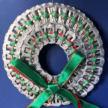 Christmas Wreath Decoration Made With Ring Pulls, 2 of 11