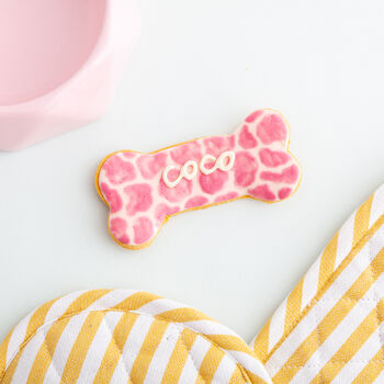 Pink Blush Personalised Iced Dog Biscuit Bone, 2 of 2