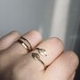 Adjustable Double Leaf Ring In Gold Vermeil, thumbnail 3 of 4