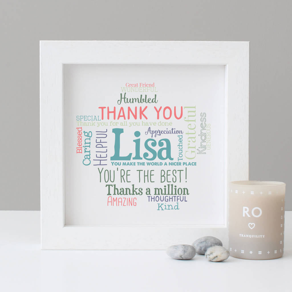 Personalised Thank You Word Art Gift By Hope and Love