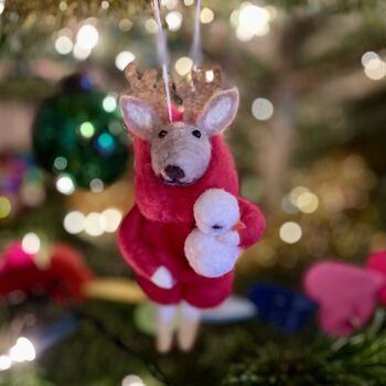 Reindeer In Puffer Jacket Felt Hanging Decoration, 5 of 5