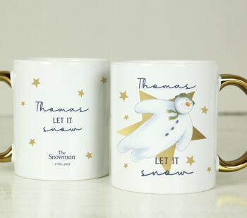Personalised The Snowman Let It Snow Gold Handle Mug, 2 of 4