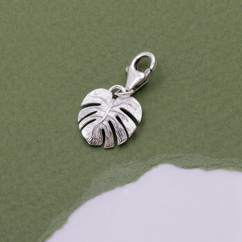 Monstera Palm Leaf Solid Silver Charm, 3 of 8