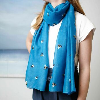 Busy Bee Print Scarf And Magnetic Bee Brooch, 2 of 6