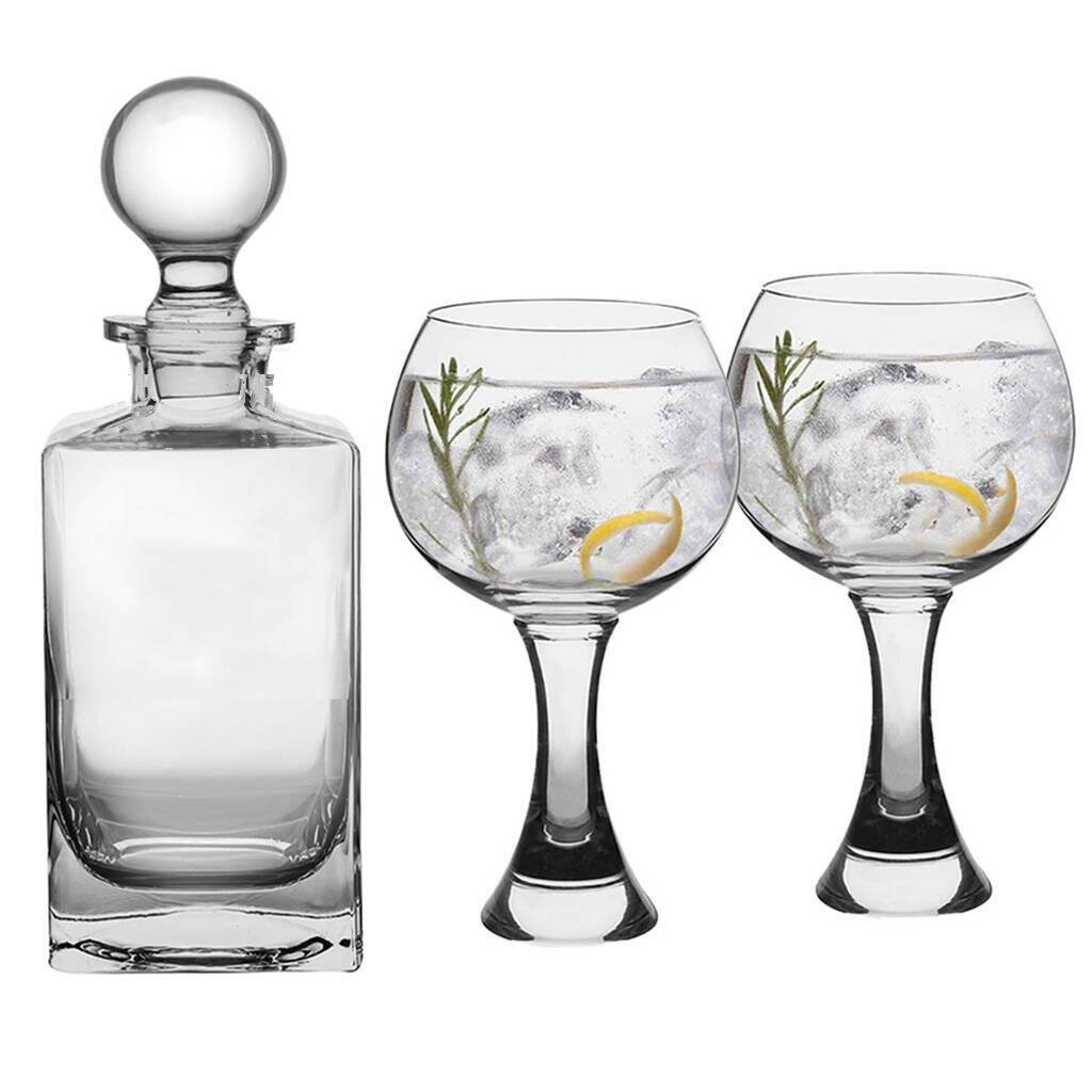 Personalised Gin Decanter And Glasses Gift Set By Dibor