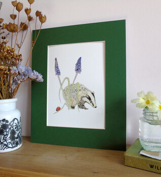 Badger And Muscari Giclee Fine Art Print, 4 of 9
