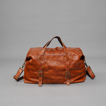 Large Genuine Leather Holdall Tan Brown, 3 of 12