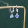 Sterling Silver Dangle Moonstone Huggie Hoop, thumbnail 1 of 12