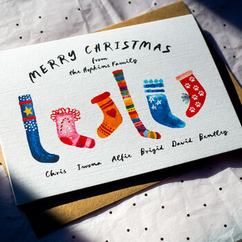 Personalised Christmas Stockings Card, 2 of 6
