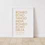 Personalised Retirement Phonetic Alphabet Wall Art Print, thumbnail 3 of 7