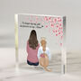 Personalised Pet Loss Memorial Gift For Her – Female And Dog Portrait With Pink Florals, thumbnail 1 of 8