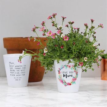 Love You Mum Personalised Message Floral Plant Pot, 2 of 4