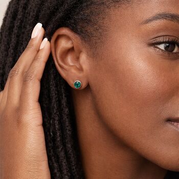 Sterling Silver May Emerald Birthstone Stud Earrings – 7mm, 3 of 5
