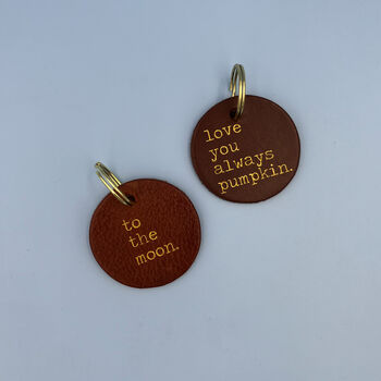 Personalised Gold Message Leather Keyring, 2 of 3