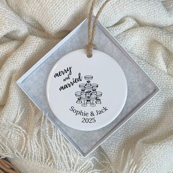 Personalised Merry And Married Ornament – Keepsake Bauble, 3 of 4