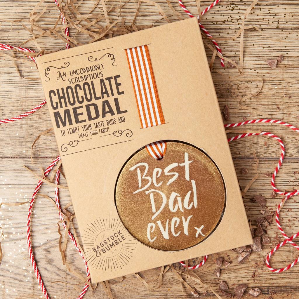 'best dad ever' father's day chocolate gold medal by bagstock & bumble ...