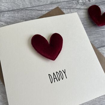 Daddy Velvet Padded Heart Birthday/Father's Day Card, 2 of 3