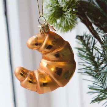 Croissant Glitter Glass Christmas Tree Bauble, 2 of 2