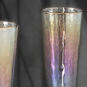 G Decor Set Of Four Grey Hammered Champagne Glasses, 3 of 3