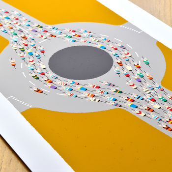 Peloton Roundabout Cycling Art Poster, 6 of 9
