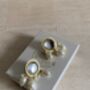 White Pearl Dangle Gold Plated Kundan Earrings, thumbnail 1 of 2