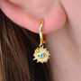 Gold And Turquoise Evil Eye Huggie Earrings, thumbnail 1 of 7