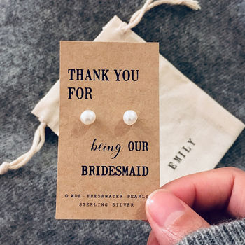 Pearl Earrings. Thank You Bridesmaid Gift, 3 of 3