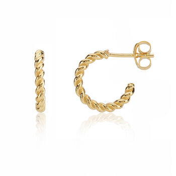 Alhambra Mini Piccolo Twisted Gold Plated Hoops, 3 of 4