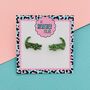 Crocodile Green Glitter Stud Earrings, thumbnail 1 of 2