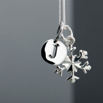 Sterling Silver Personalised Snowflake Necklace, 2 of 2