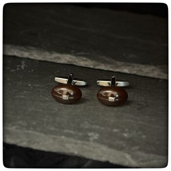 Personalised Dark Brown Rugby Ball Cufflinks, 9 of 10