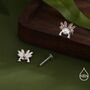 Tiny Axolotl Internally Threaded Flat Back Earrings In Sterling Silver, thumbnail 5 of 10